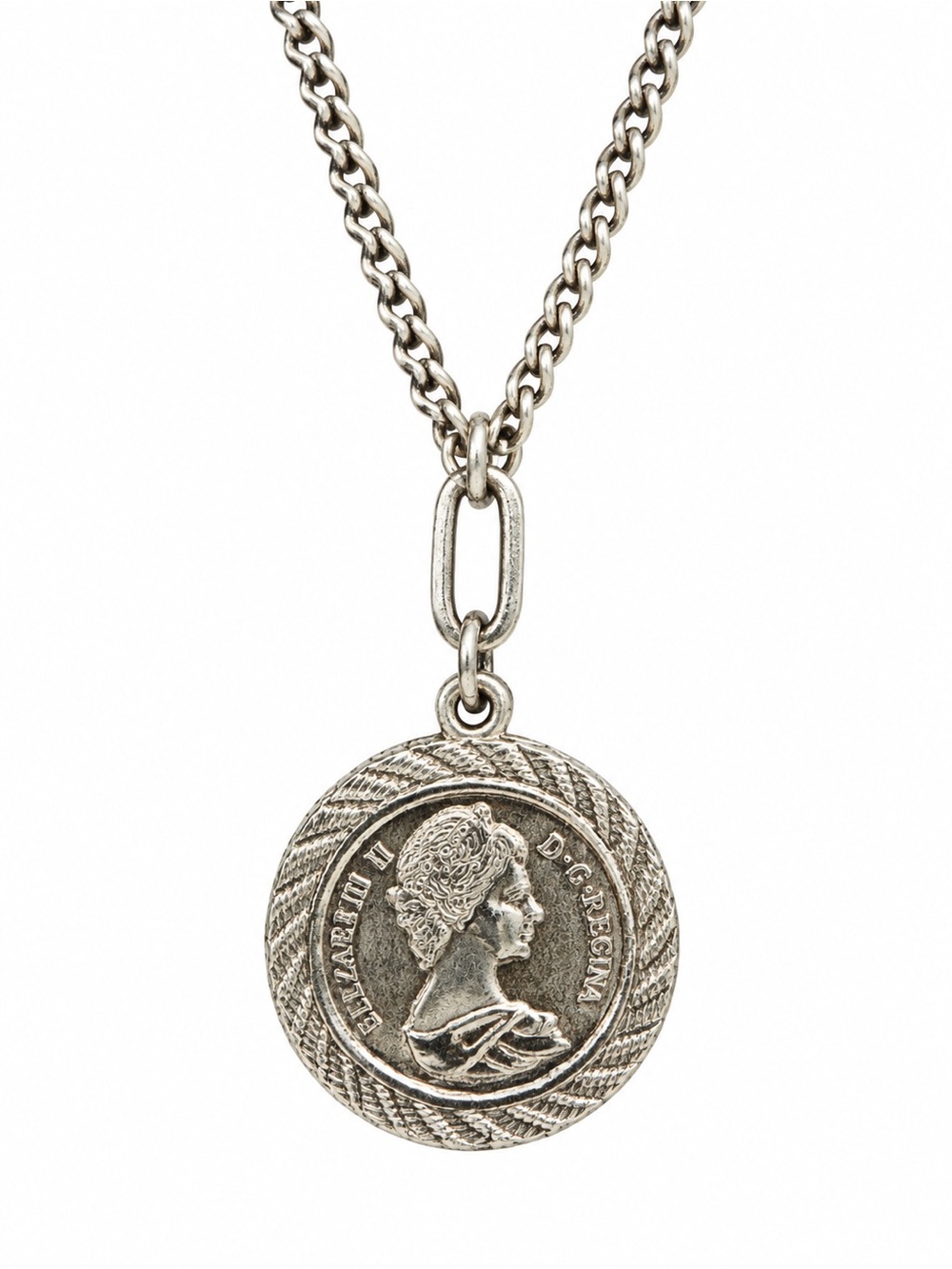 Vintage Style Pegasus Mythical Coin Medallion Silver Tone Necklace